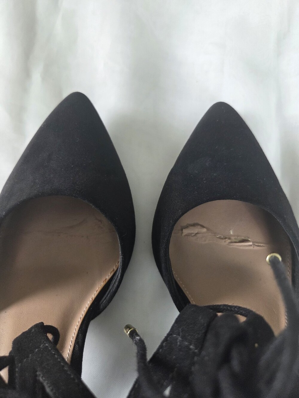 Black Lace-Up Pointed Toe Women's Flats - Picture 5 of 5